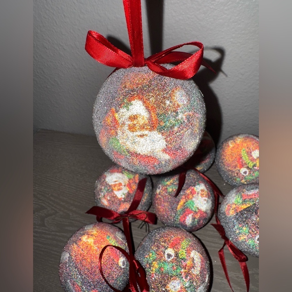 Sugar Coated Frosted Christmas Tree Ornaments Retro Lot of 9 Coca-Cola theme - Picture 3 of 4